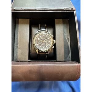 Triumph Motorcycles 3017 Chrono Black Leather Japan Movement Watch